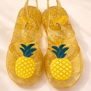 Toddler girls T-strap Glitter Pineapple Jelly Sandals -
Girls jelly shoes